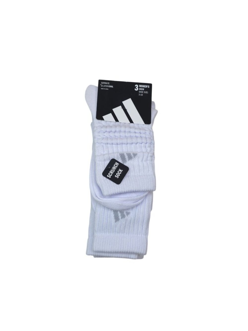 Adidas Womens Scrunch Crew Socks 3-Pack ClimaCool Superlite White 90's Style
